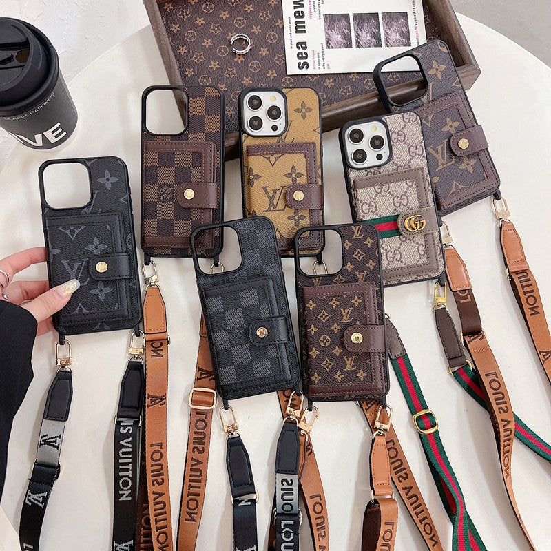 Custodia per iPhone a tracolla con borsa per carte Lou