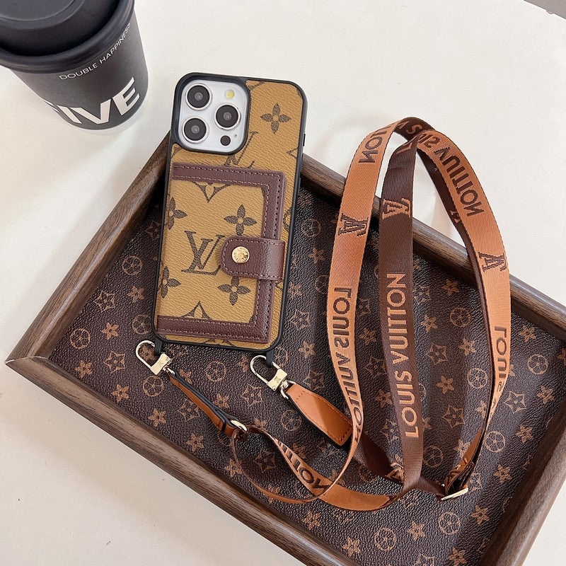 Custodia per iPhone a tracolla con borsa per carte Lou