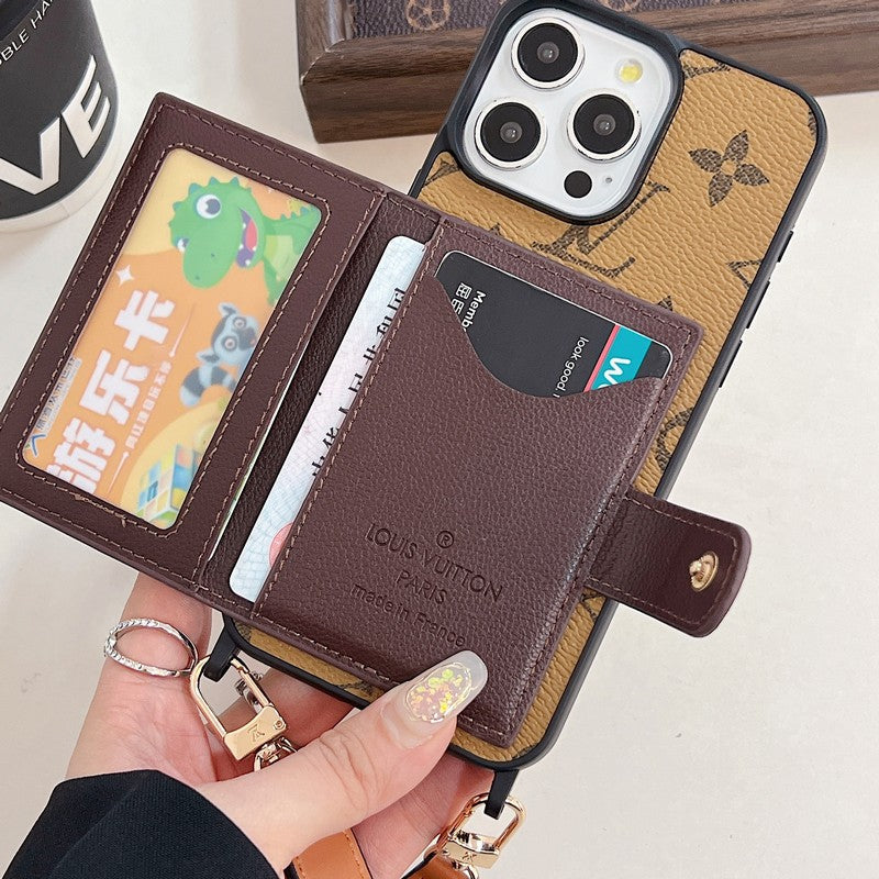 Custodia per iPhone a tracolla con borsa per carte Lou
