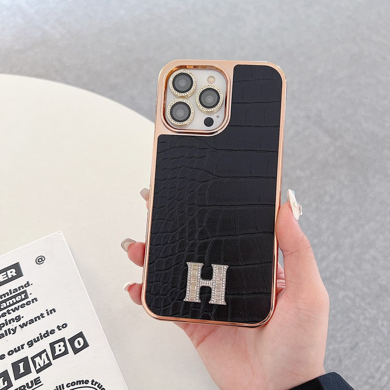 Herm 다이아몬드 로고 로즈 골드 아이폰 케이스