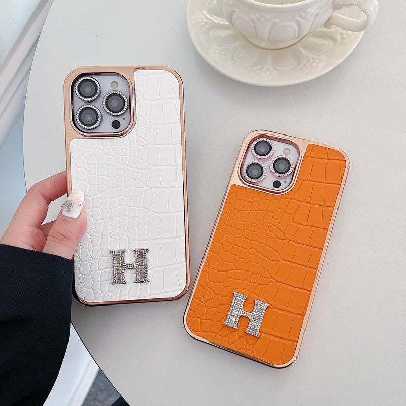 Herm 다이아몬드 로고 로즈 골드 아이폰 케이스