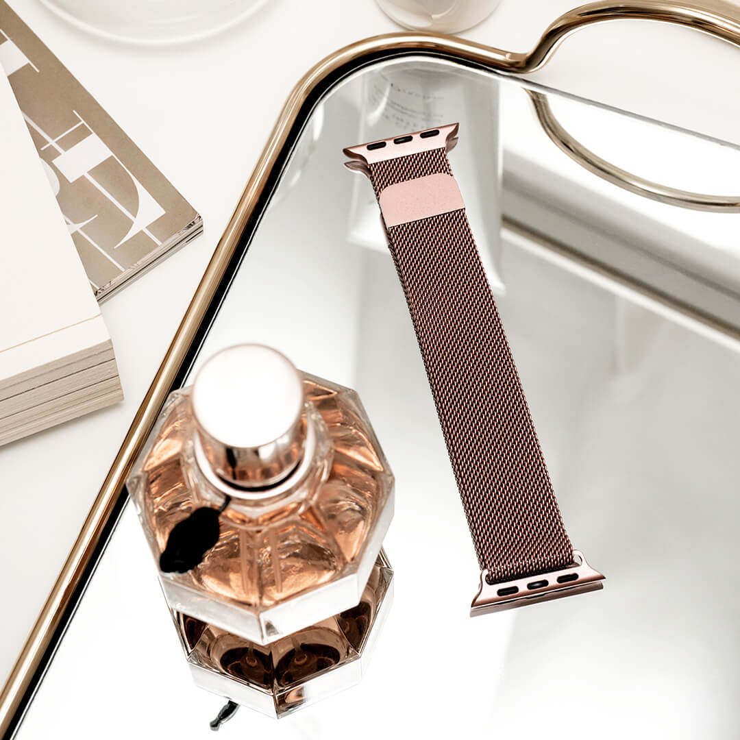 Pásek na Apple Watch Milanese Loop – růžové zlato