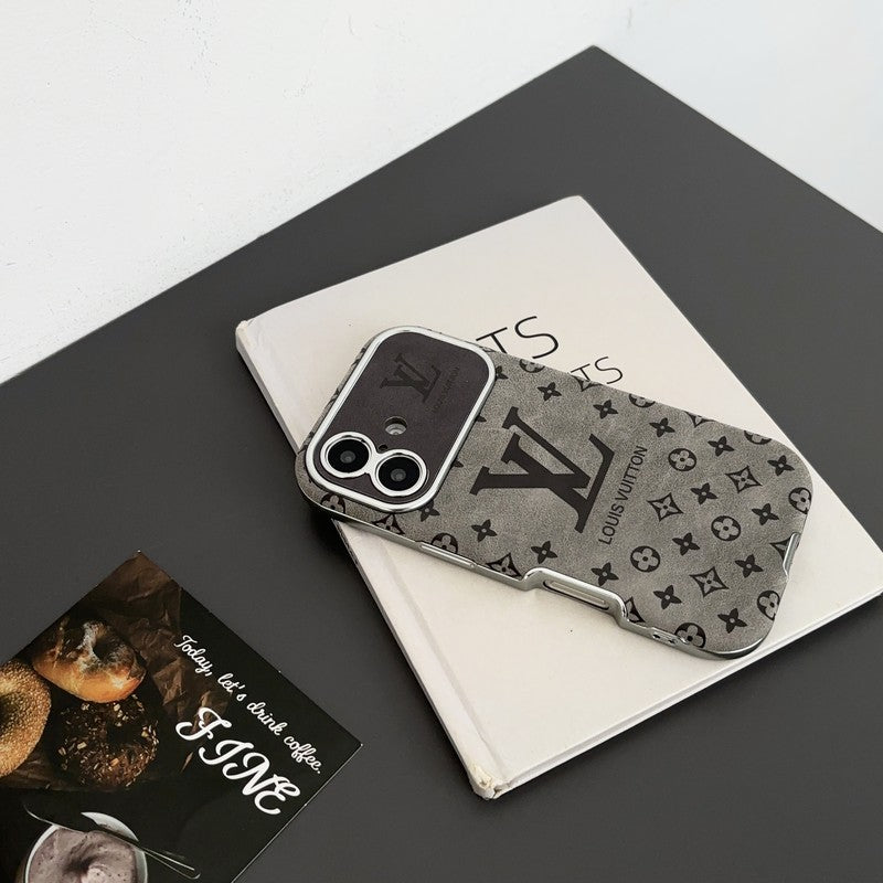 Lou Brown & Black Color Leather iPhone Case