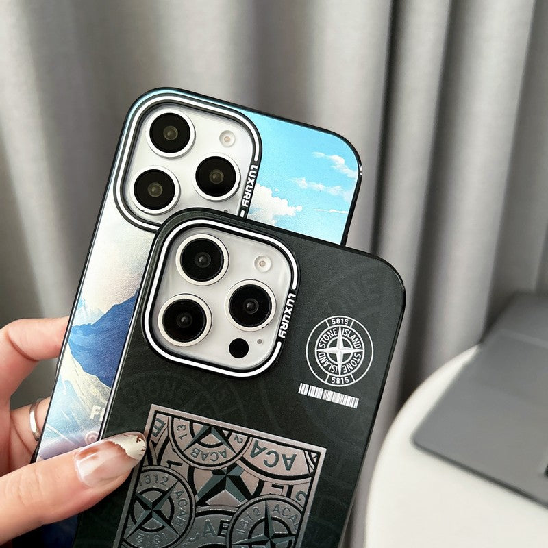Kamenné černé a modré pouzdro na iPhone