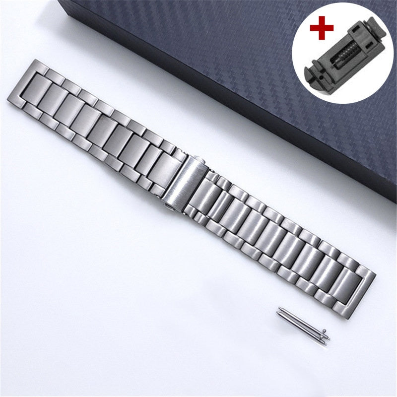 Zilveren titanium horlogeband