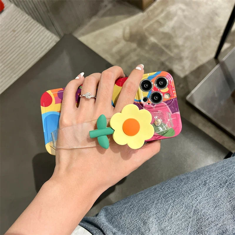 Λουλούδι με κορδόνι για λαιμό Θήκη σιλικόνης για iPhone