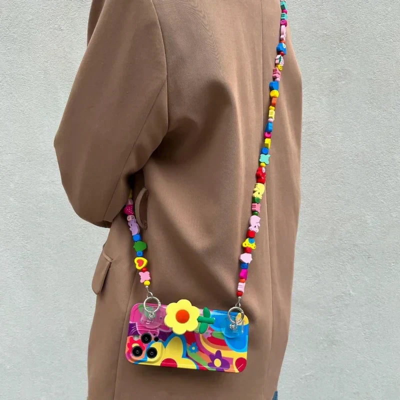 Λουλούδι με κορδόνι για λαιμό Θήκη σιλικόνης για iPhone