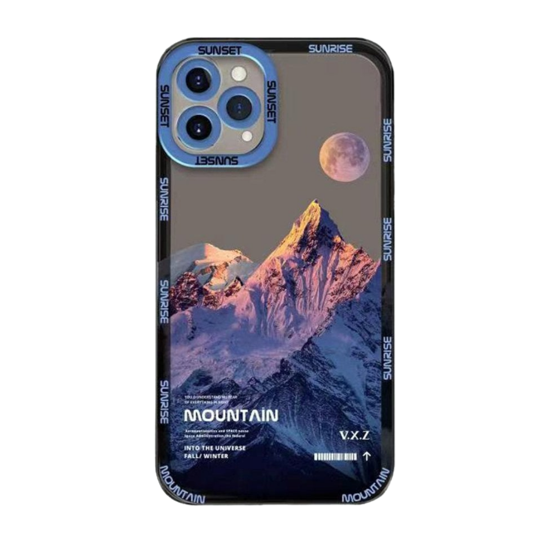 Blue Snowy Mountain Moon iPhone etui