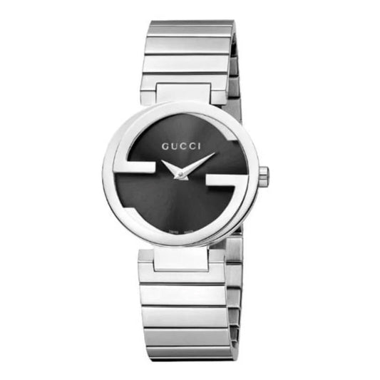 Gucci Watch Interlocking G Ladies 37mm Silver Black