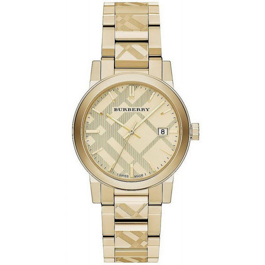 バーバリー ザ シティ エングレーブド チェック ゴールド 38mm ウォッチ