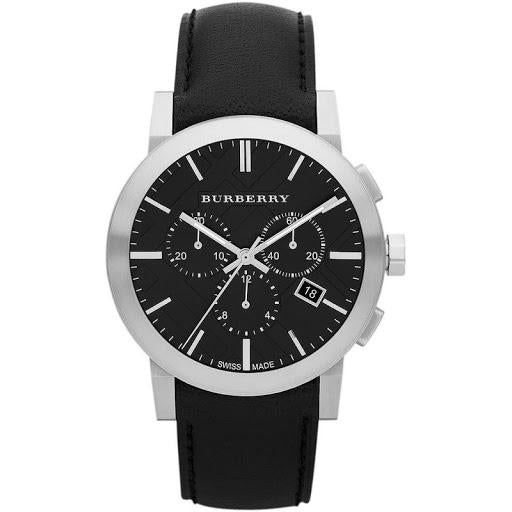 バーバリー メンズ シティ メンズ ブラック クロノグラフ シルバー 42mm 腕時計
