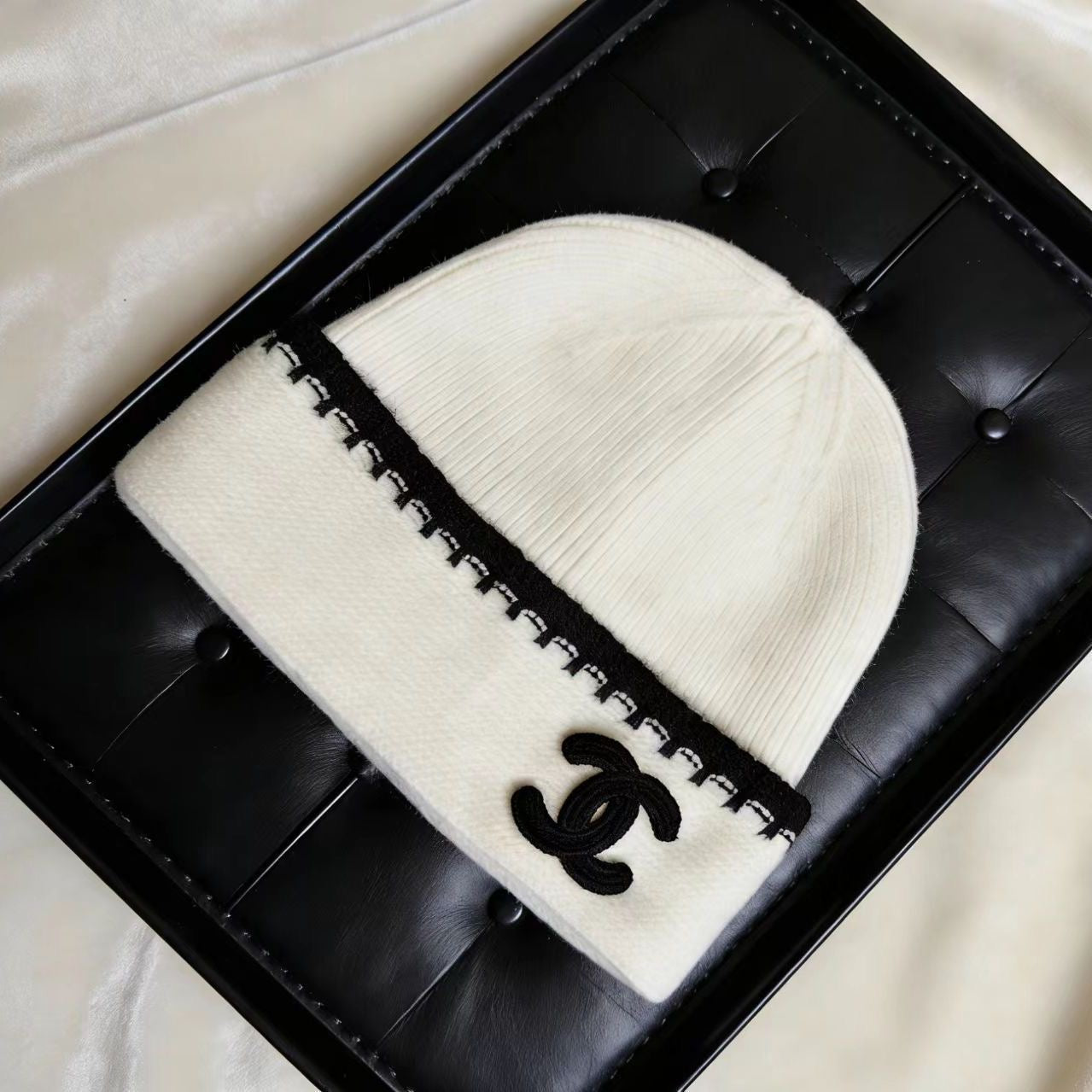 黑白雙色針織帽