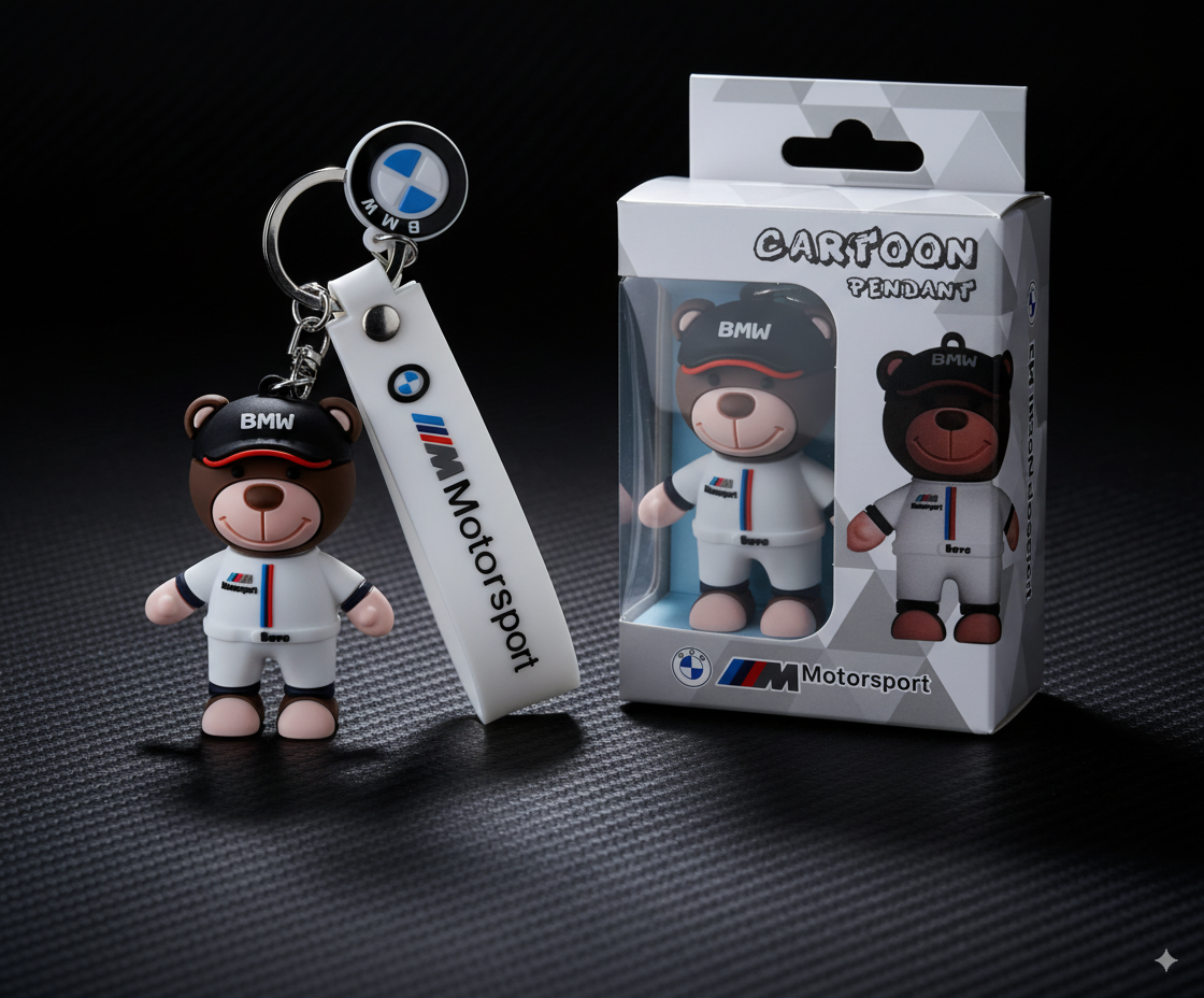 Cute Cartoon Bear Silicone Keychain Set