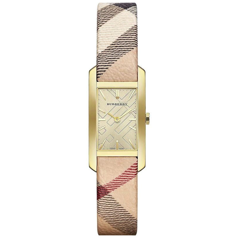 Burberry Damenuhr „The Pioneer“ mit Karomuster aus Gelbgold