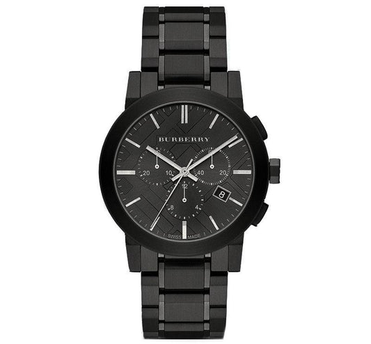 バーバリー メンズ クロノグラフ ザ シティ ブラック PVD ​​42mm ウォッチ
