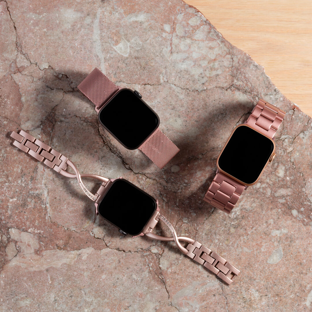 Pásek na Apple Watch Milanese Loop – růžové zlato
