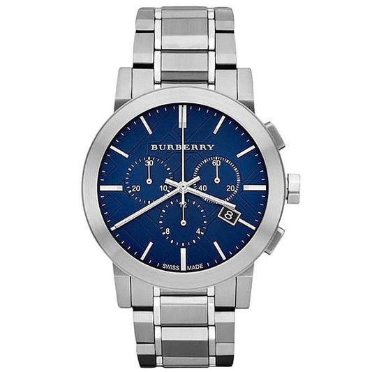 バーバリー メンズ ブルー シルバー クロノグラフ 42mm 腕時計