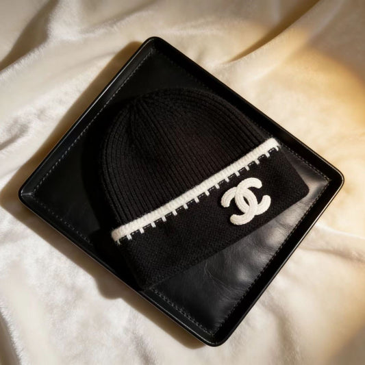 黑白雙色針織帽