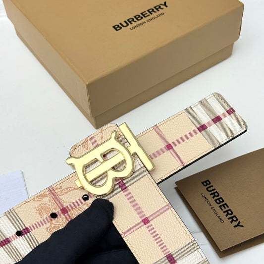 Pánský kožený opasek TB Monogram spona/kostkovaný vzor