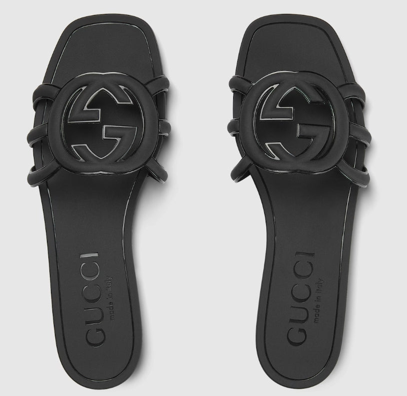 Minimal Luxe Double G Logo Slides – Elegante flate hverdagssandaler
