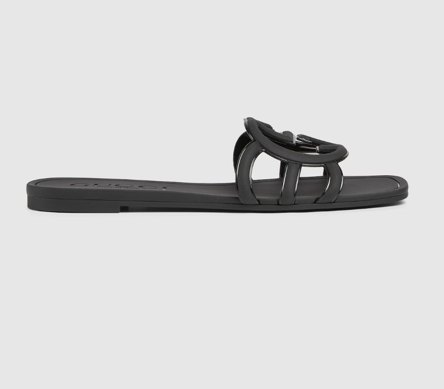 Minimal Luxe Double G Logo Slides – Elegante flate hverdagssandaler