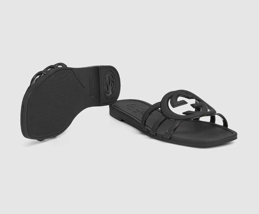 Minimal Luxe Double G Logo Slides – Elegante flate hverdagssandaler