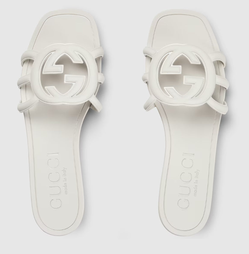 Minimal Luxe Double G Logo Slides – Elegante flate hverdagssandaler