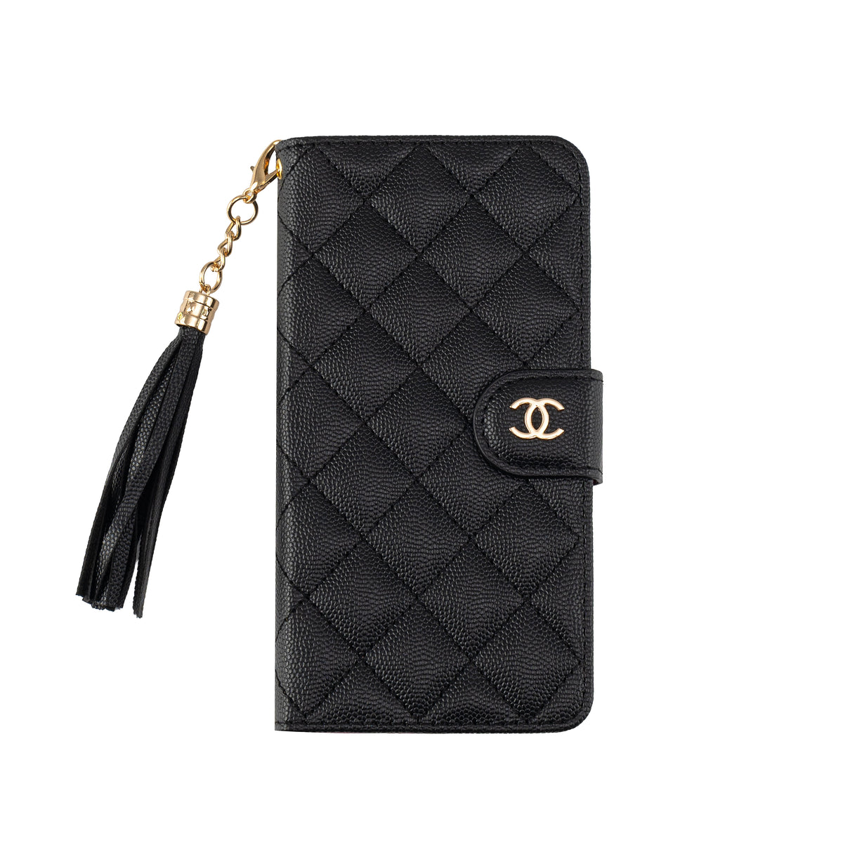 Luxury Quilted Leather Flip Wallet Phone Case With Tassel