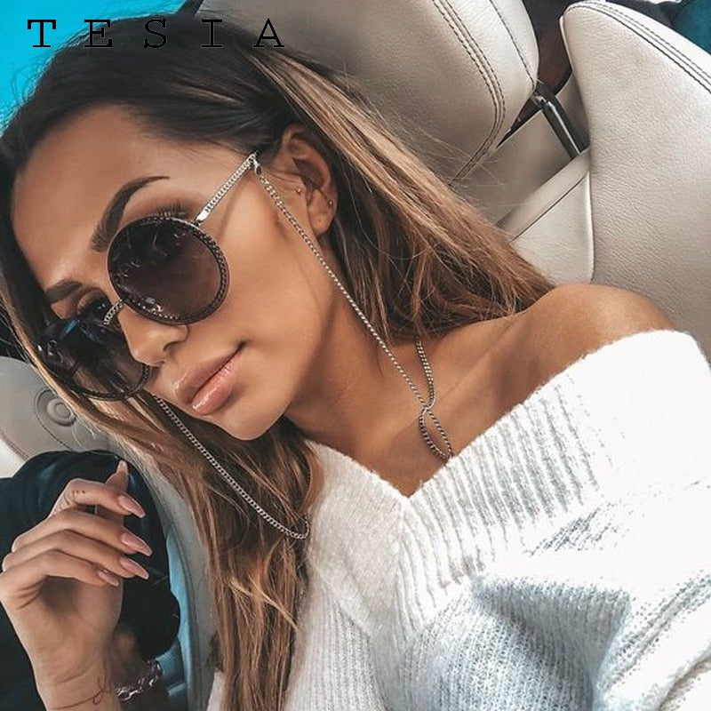 Marque lunettes de soleil rondes femmes luxe sans monture femmes nuances Europe populaire Ins lunettes de soleil lunettes de sol femme