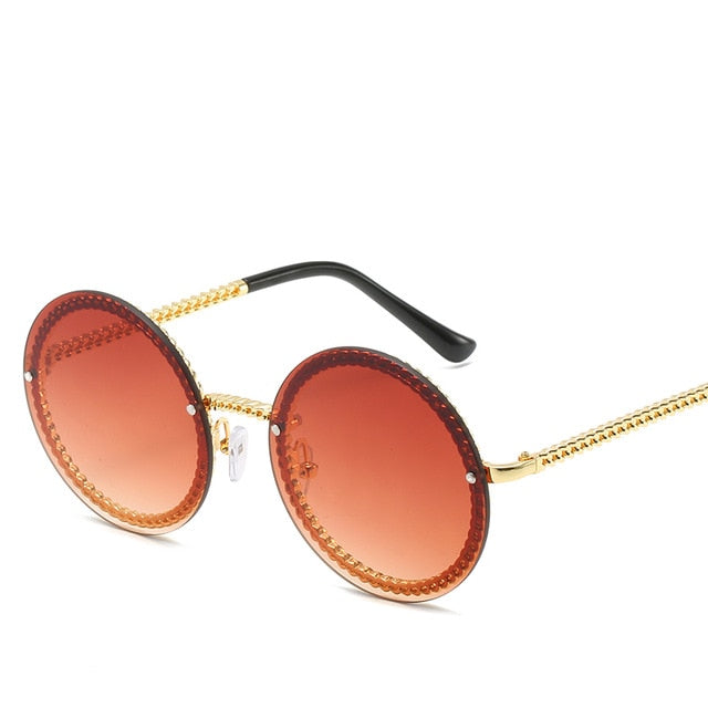 Marque lunettes de soleil rondes femmes luxe sans monture femmes nuances Europe populaire Ins lunettes de soleil lunettes de sol femme