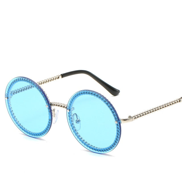 Marque lunettes de soleil rondes femmes luxe sans monture femmes nuances Europe populaire Ins lunettes de soleil lunettes de sol femme