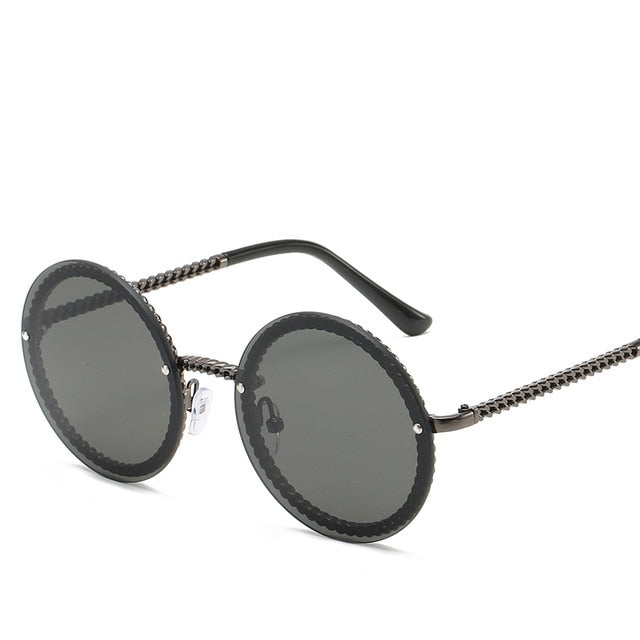 Marque lunettes de soleil rondes femmes luxe sans monture femmes nuances Europe populaire Ins lunettes de soleil lunettes de sol femme