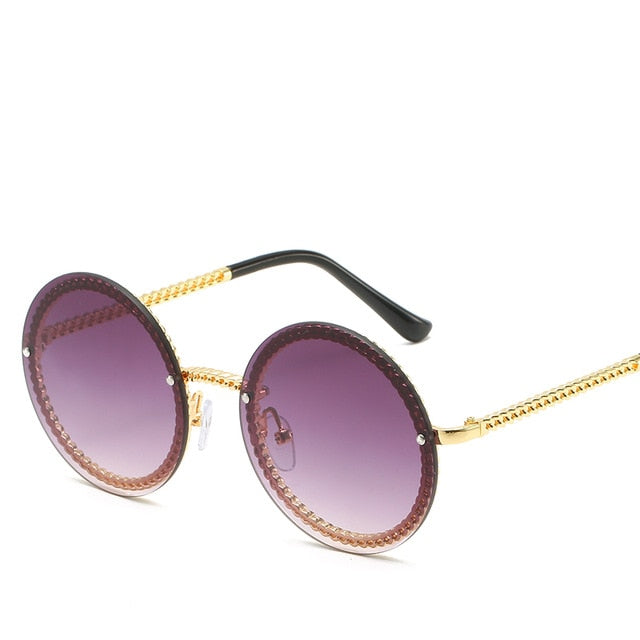 Marque lunettes de soleil rondes femmes luxe sans monture femmes nuances Europe populaire Ins lunettes de soleil lunettes de sol femme