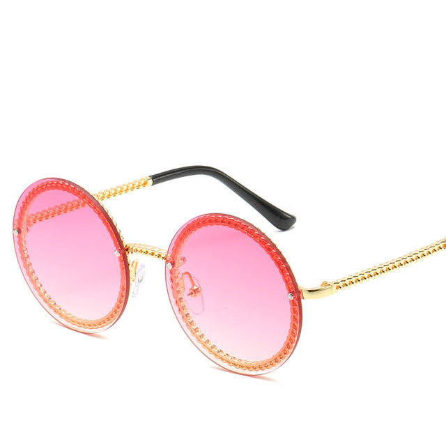 Marque lunettes de soleil rondes femmes luxe sans monture femmes nuances Europe populaire Ins lunettes de soleil lunettes de sol femme