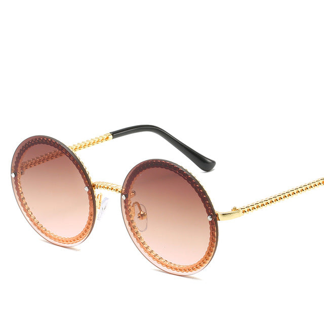 Marque lunettes de soleil rondes femmes luxe sans monture femmes nuances Europe populaire Ins lunettes de soleil lunettes de sol femme
