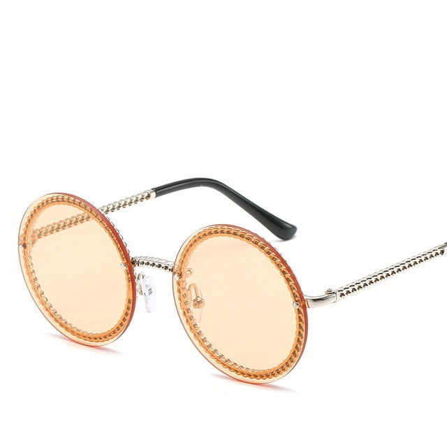 Marque lunettes de soleil rondes femmes luxe sans monture femmes nuances Europe populaire Ins lunettes de soleil lunettes de sol femme