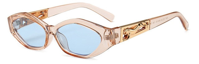 SHAUNA Diamond Sharp Mote Metal Jumping Cheetah Dekorasjon Mote Kvinner Små Cat Eye Solbriller