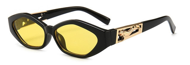 SHAUNA Diamond Sharp Mote Metal Jumping Cheetah Dekorasjon Mote Kvinner Små Cat Eye Solbriller