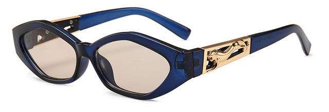SHAUNA Diamond Sharp Mote Metal Jumping Cheetah Dekorasjon Mote Kvinner Små Cat Eye Solbriller