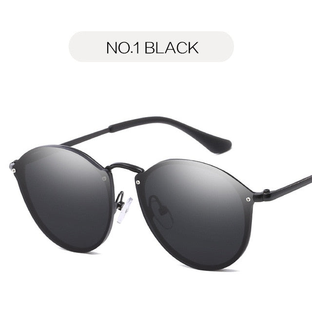 NYWOOH Cat Eye Aurinkolasit Naisten Ylellinen Päällystys Peili Aurinkolasit Naisten Retro Rimless Metal Silmälasit UV400