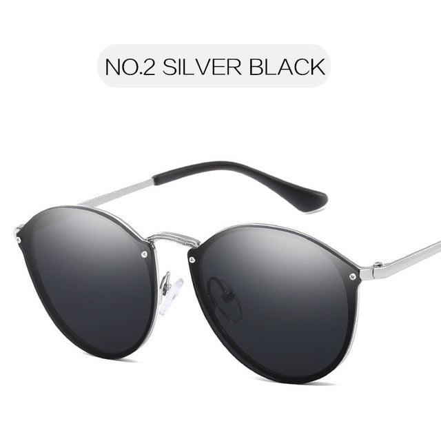 NYWOOH Cat Eye Aurinkolasit Naisten Ylellinen Päällystys Peili Aurinkolasit Naisten Retro Rimless Metal Silmälasit UV400