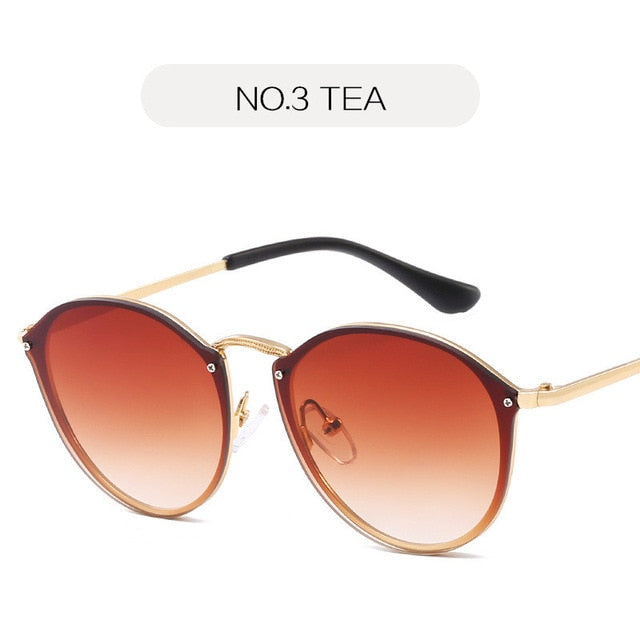 NYWOOH Cat Eye Aurinkolasit Naisten Ylellinen Päällystys Peili Aurinkolasit Naisten Retro Rimless Metal Silmälasit UV400