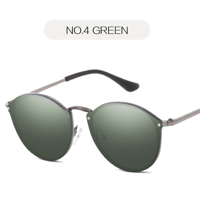NYWOOH Cat Eye Aurinkolasit Naisten Ylellinen Päällystys Peili Aurinkolasit Naisten Retro Rimless Metal Silmälasit UV400
