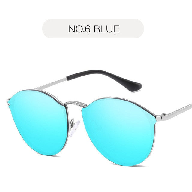NYWOOH Cat Eye Aurinkolasit Naisten Ylellinen Päällystys Peili Aurinkolasit Naisten Retro Rimless Metal Silmälasit UV400