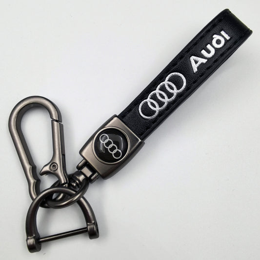 Sleek Leather Keychain with Metal Carabiner