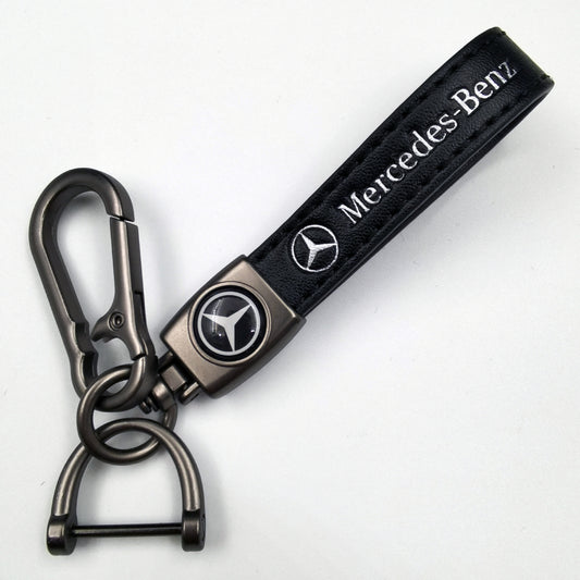 Sleek Leather Keychain with Metal Carabiner – Stylish Star Emblem Accessory for Keys & Bags