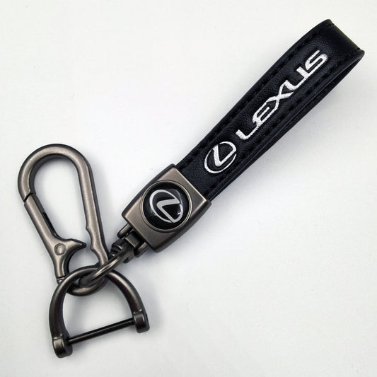 Sleek Leather Keychain with Metal Carabiner – Distinct Emblem Accessory for Keys & Bags