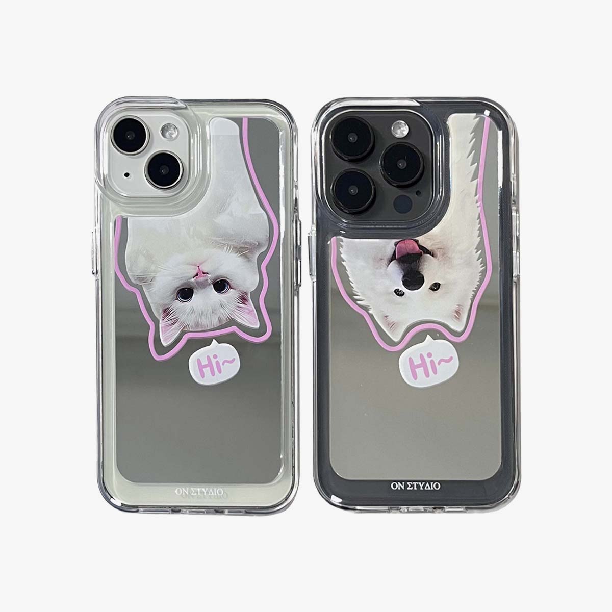 Lustrzane etui na iPhone'a | Para kotów i psów Cześć (Kup 2, a otrzymasz 50% zniżki na jeden)