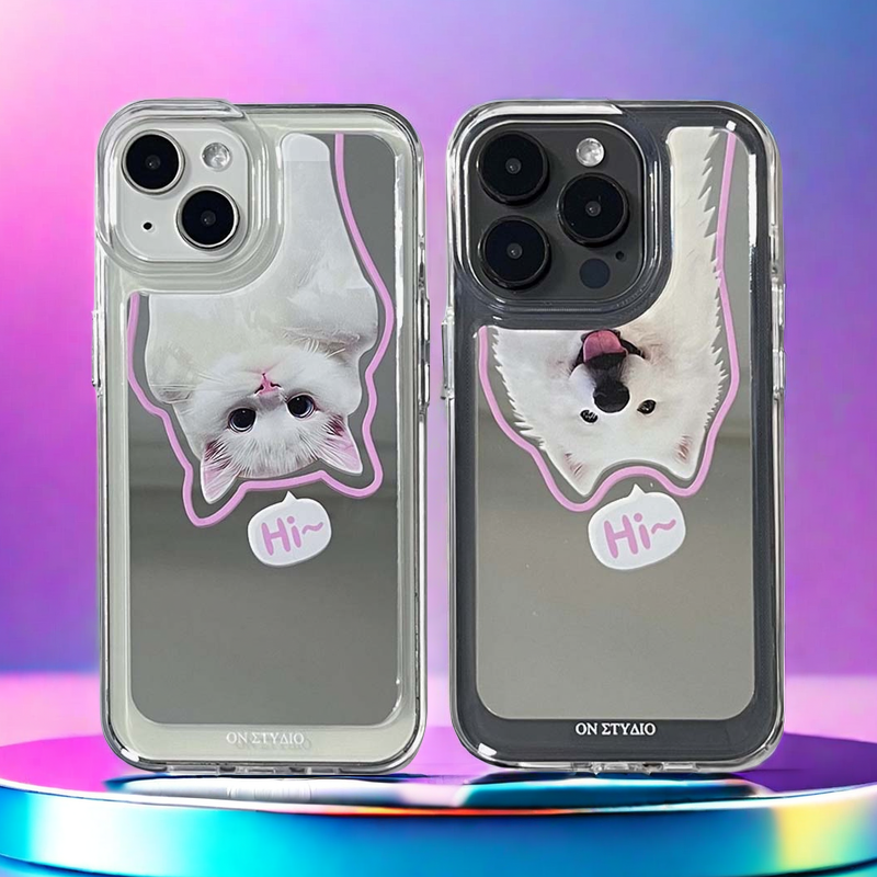 Lustrzane etui na iPhone'a | Para kotów i psów Cześć (Kup 2, a otrzymasz 50% zniżki na jeden)