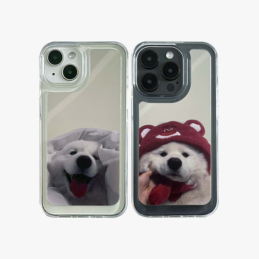 حافظة آيفون مرآة | زوجين من الكلاب Samoyed (اشتري 2 واحصل على خصم 50% على واحد)